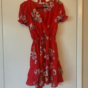 Red floral dress